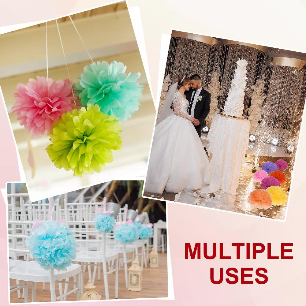 Wedding Shower Bridal Party Decoration 3 Size Paper Pom Poms Flower Ball 15 Pcs - Image 3