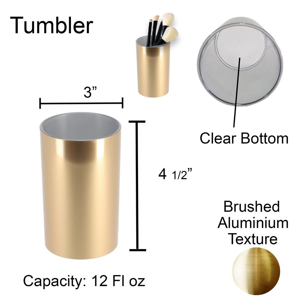 French Home Goods Modern Brushed Bathroom Tumbler – Sleek Toothbrush Holder, Cup, or Countertop Organizer - Image 3