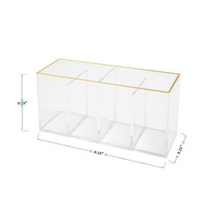 Martha Stewart Kerry Plastic 4 Compartment Pen Holder Office Desktop Organizer with Gold