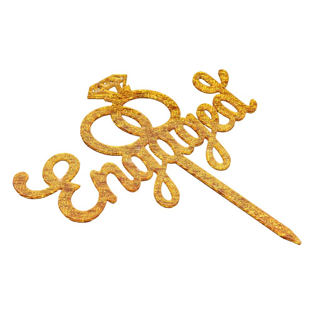 Gold 'Engaged' Cake Topper - Image 2