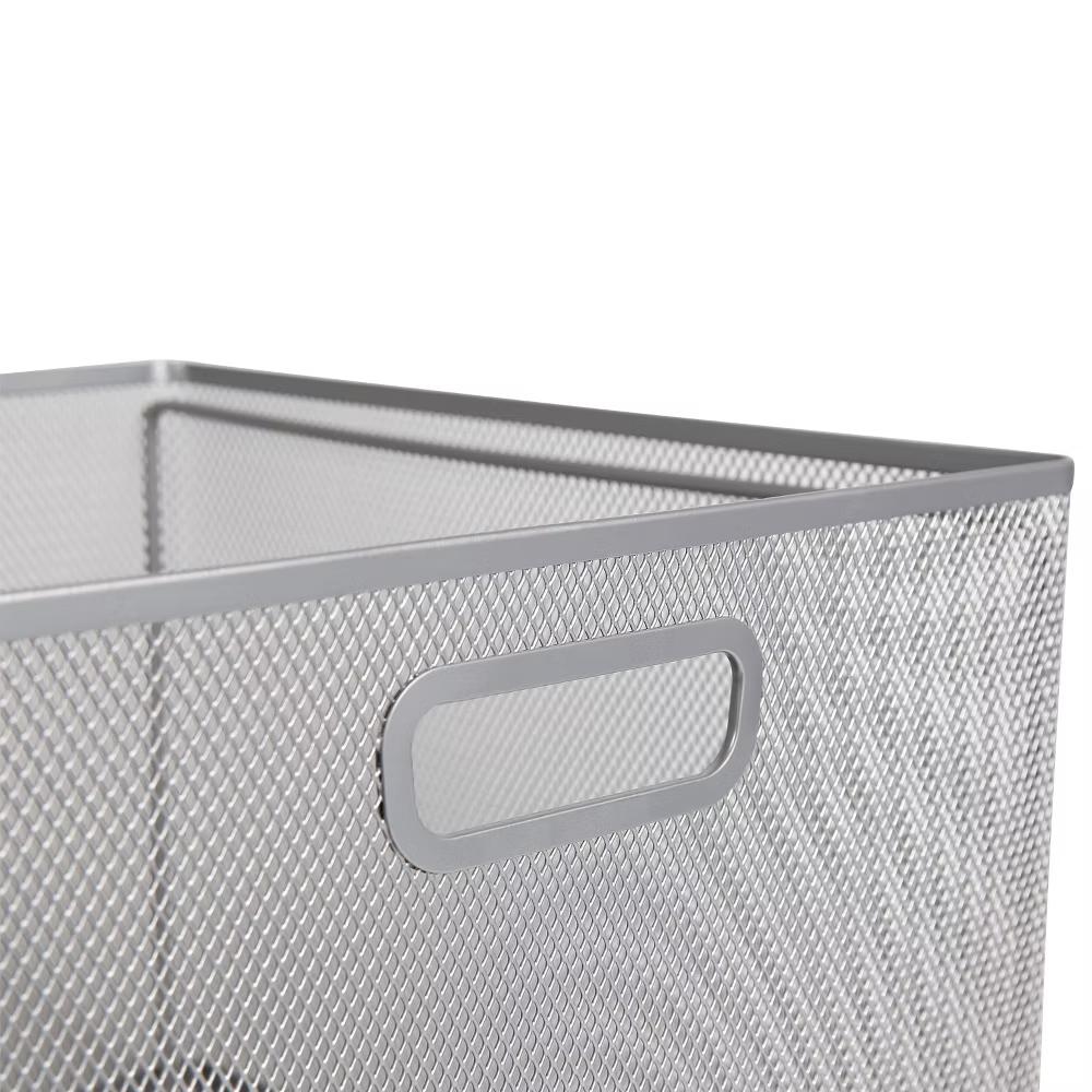 Mesh Crate File Box 10"x14" 13.25" Silver - Hanging File Organizer Storage Bin - Image 3