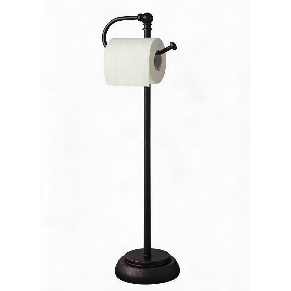 Freestanding Toilet Paper Holder, Matte Black Chrome, Installation Free Tissue Stand for Bathroom, Non Slip TP Holder for Standard Rolls - Image 6