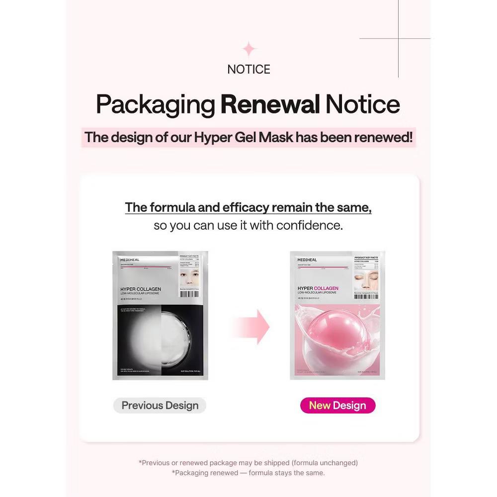 MEDIHEAL Low-Molecular Liposome Hyper Collagen Mask: Hypoallergenic, Sheet Form, Face Application, For Normal & Dry Skin - Image 5