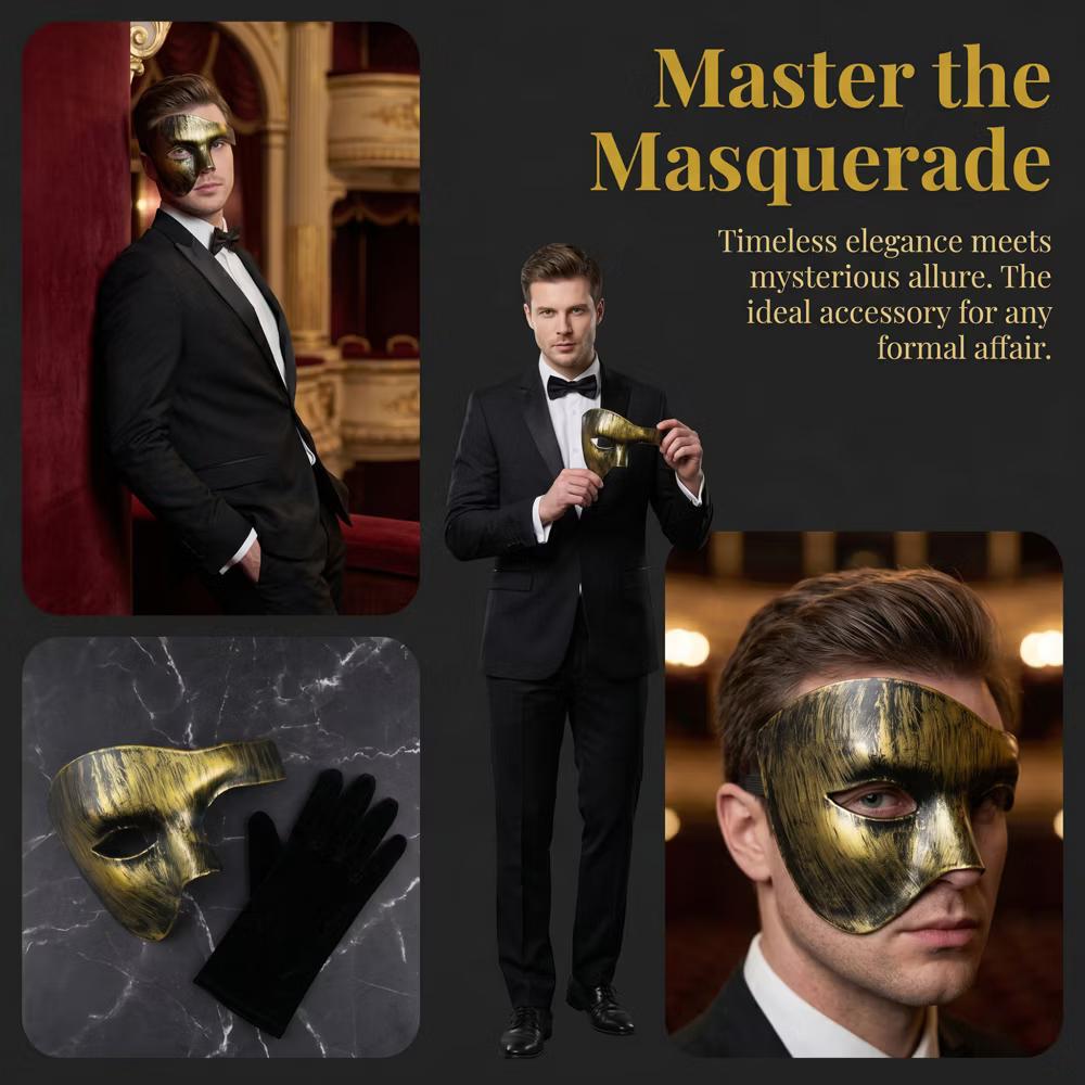 Plastic Half Face Mask for Halloween Costume Party and Mysterious Black Decor - Image 14