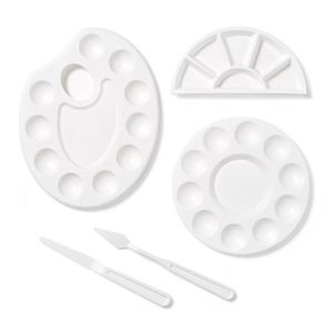 5pc Paint Palette Set - Art Spatulas & Plastic Paint Tray Holder for Arts and Crafts
