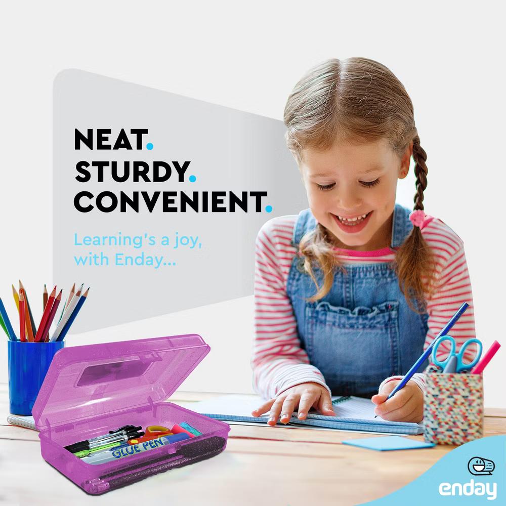 Plastic Pencil Box with Snap Closure Lids, Small Utility Storage Crayon School and Office Supplies Case Organizer - Image 29