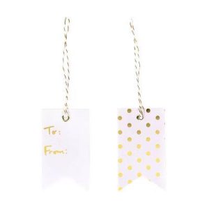 12ct To & From Gift Tags White/Gold
