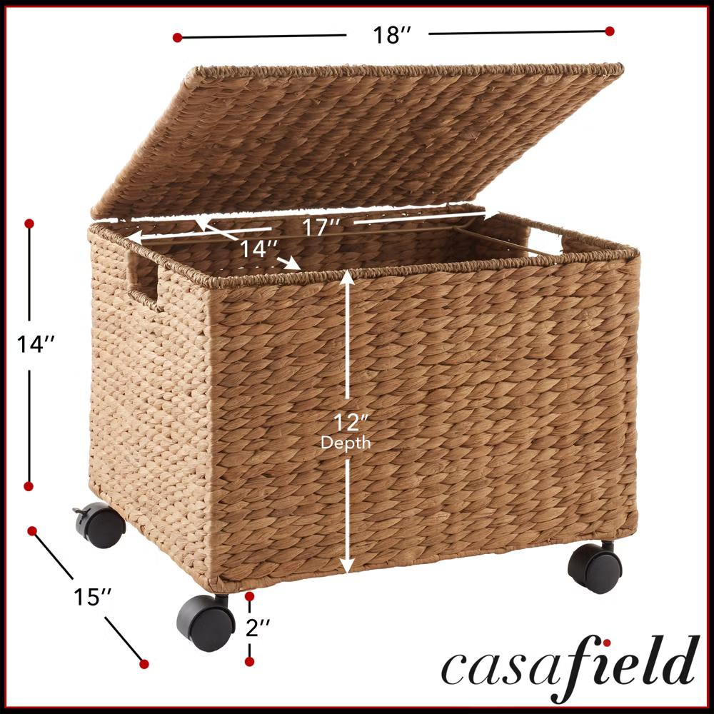Casafield Rolling Filing Cabinet - Water Hyacinth Hanging File Folder Organizer on Wheels, Home Office Storage - Image 8