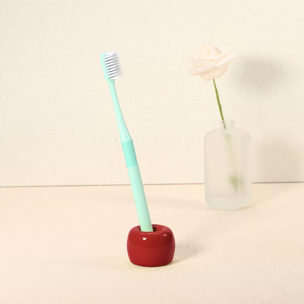 Bathroom Round Mini Ceramic Toothbrush Holder 1.65"x1.18" 2Pcs - Image 57