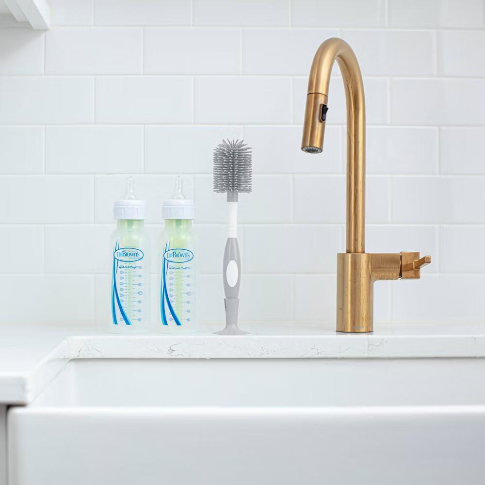 Dr. Brown's Soft Touch No Scratch Baby Bottle Cleaning Brush with Stand - Gray: BPA-Free Plastic, Silicone - Image 12