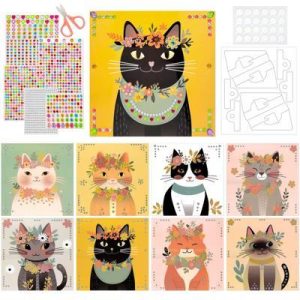 Gem Sticker Art Kit, Diamond Painting Arts and Crafts Supplies, Gemstone Sticker DIY Crafts, Adorable Cats