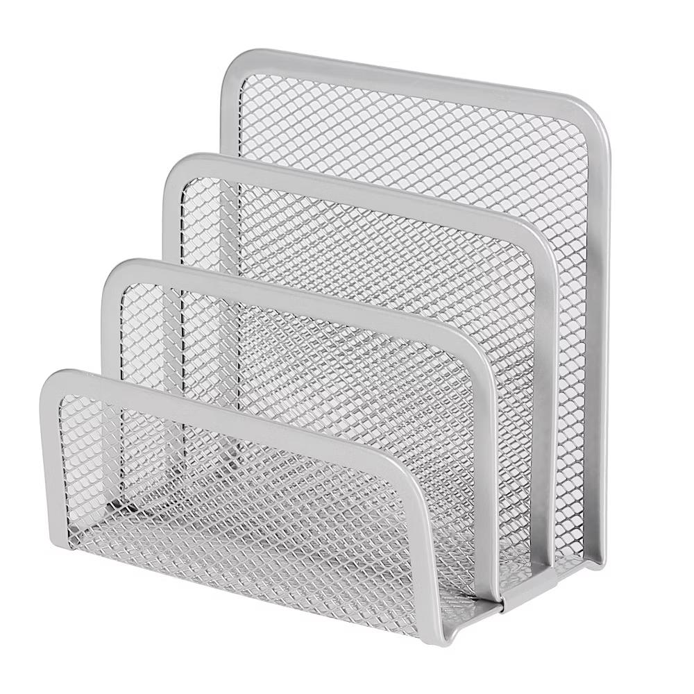 Mesh Letter Sorter - Steel Desk Organizer, Silver Mail & Letter Holder, Office File Organizer, 5.5"x3"x5.06"