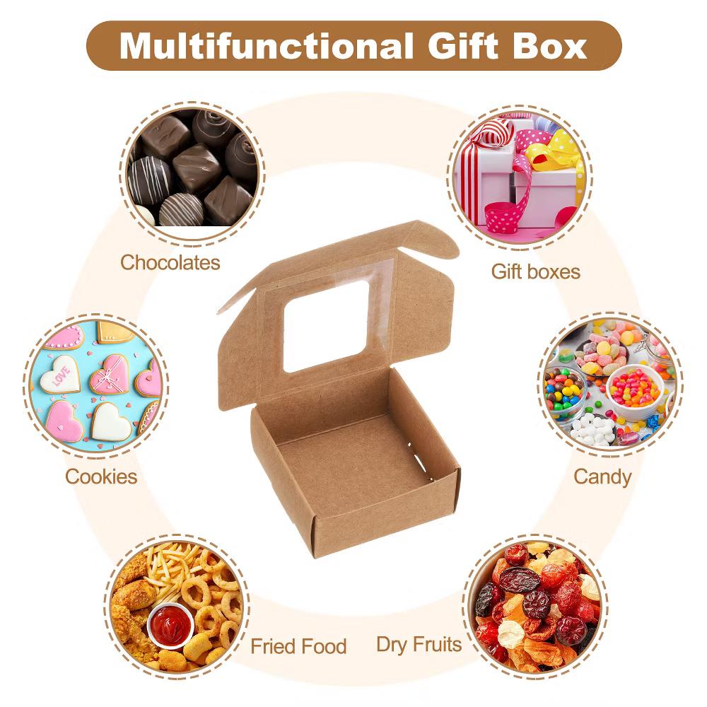 Paper Party Favor Treats Candy Cookie Packaging with Clear Window Kraft Soap Boxes 32 Pcs - Image 5