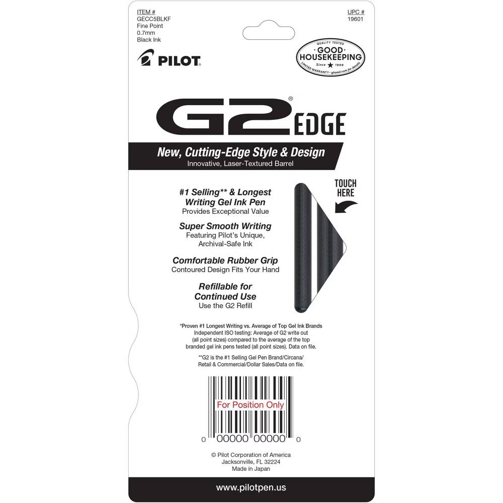 5pk G2 Edge Gel Pens Fine Point 0.7mm Black Ink - Image 4