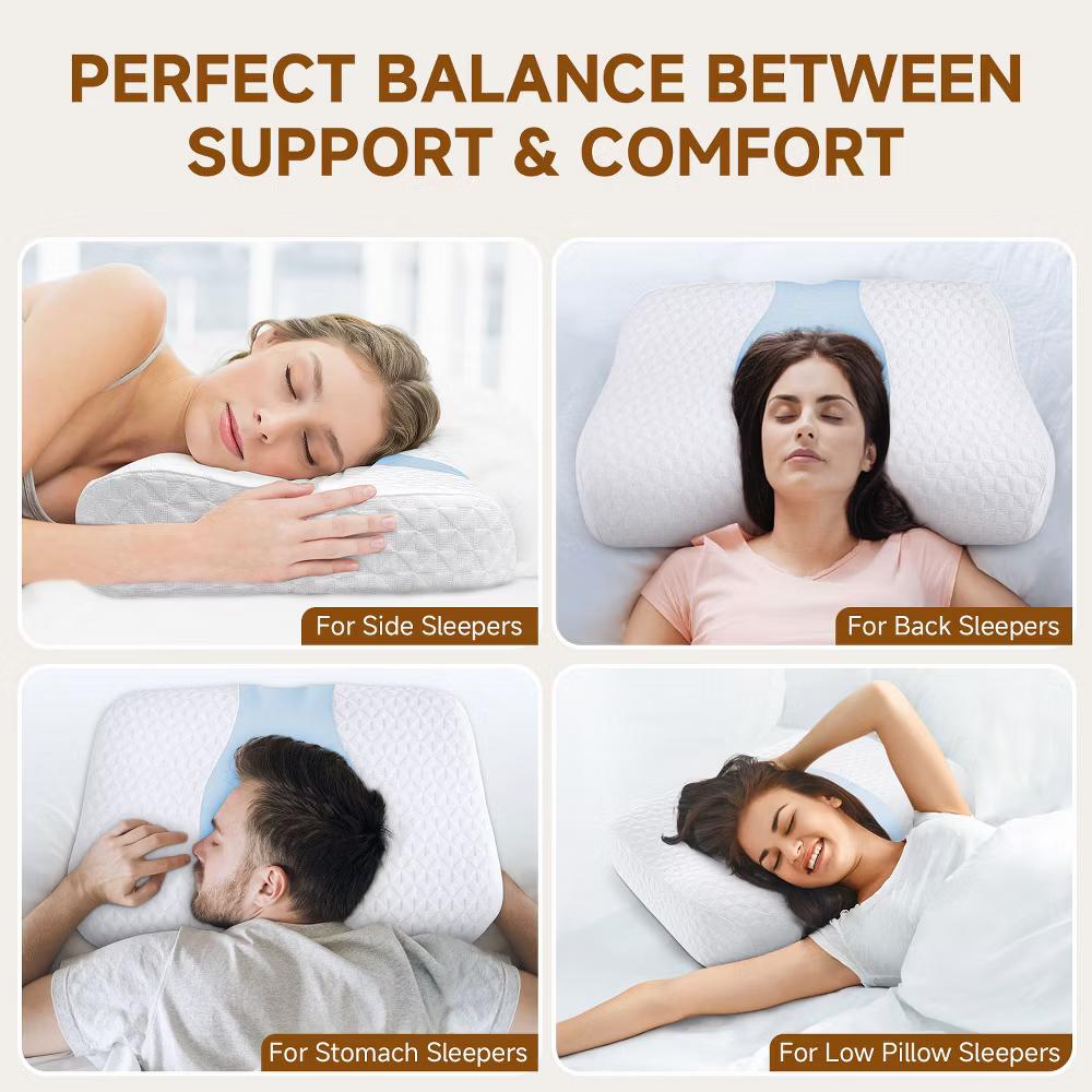 Neck Pillow Memory Foam Contour Pillow for Pain Relief Cervical Pillow for Sleeping, Ergonomic Pillow for Side Back Stomach Sleeper - Image 6