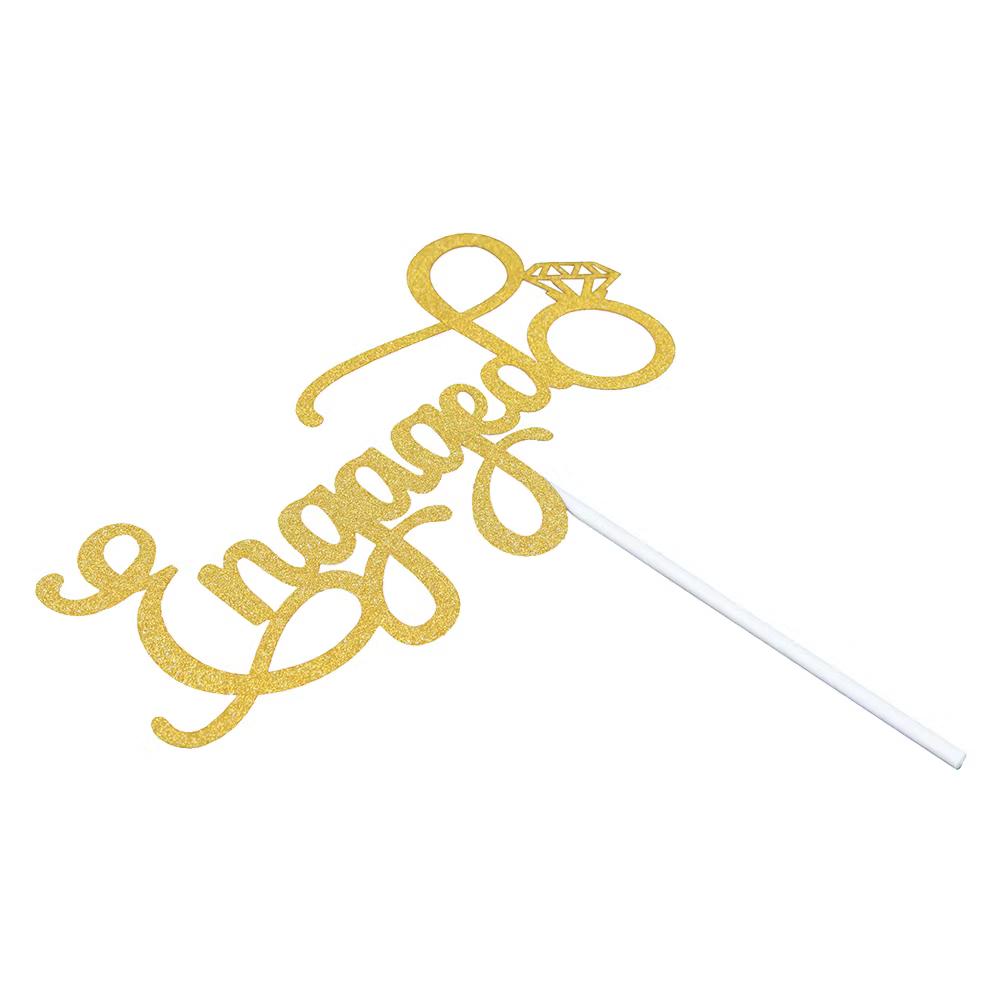 Gold 'Engaged' Cake Topper - Image 2