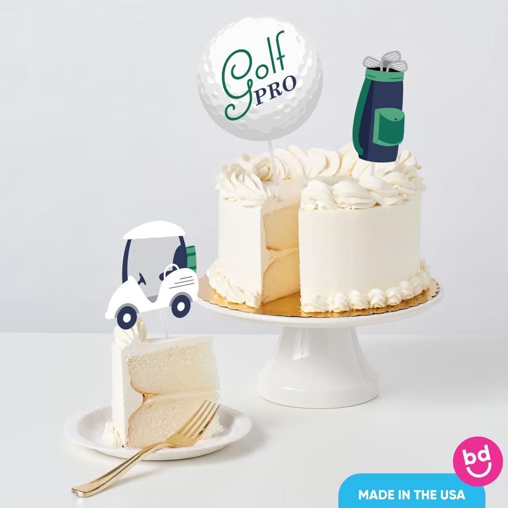 Golf Cake Topper Set, Par-Tee Time Party, Golf Cart-Themed Dessert Decorations for Birthday or Retirement Party – 3 Count - Image 2