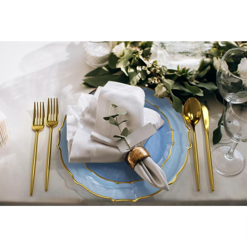 Trendables 40 Pieces Plastic Disposable Wedding Plates Set - 20 7.5" & 20 10" Thin & DelicateTinted Petals Plates with Rim - Image 47