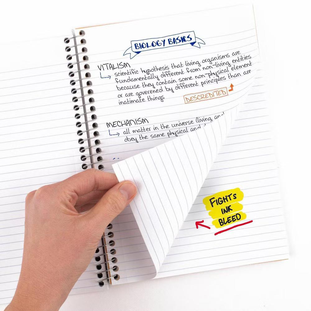 Five Star 80pg 2 Subject College Ruled Notebook 9.5"x6": Spiral, Wire-Bound, Acid-Free, Perforated, Water-Resistant, Pocket - Image 7