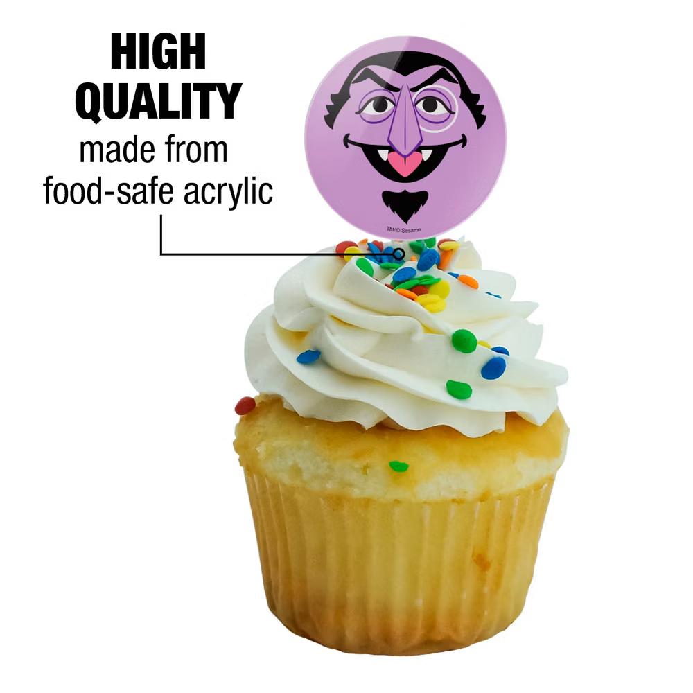 Count Face Cupcake Picks Toppers Decoration Set of 6 - Image 4