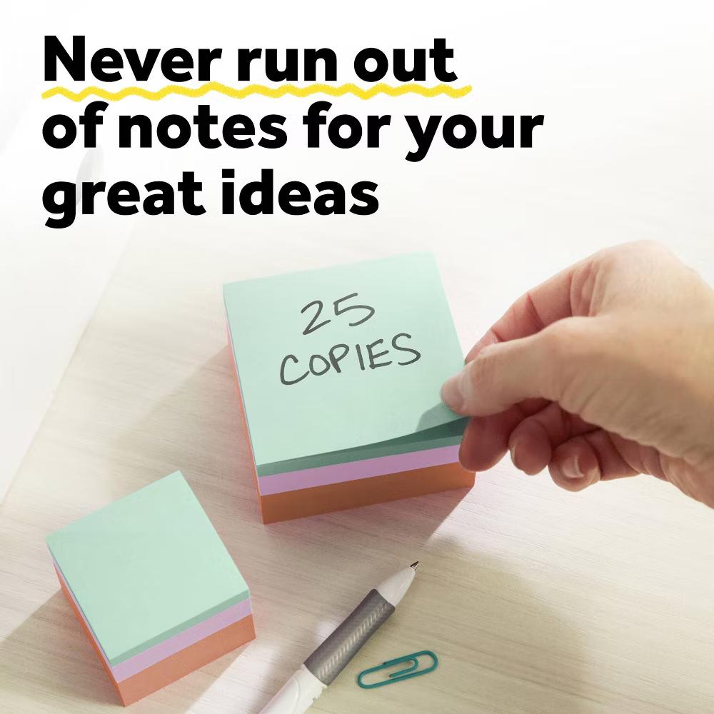 Notes Cube, 3" 3" - Assorted Colors, 400 Sheets/Cube: Multicolor Sticky Notes, Uncoated Paper, Glue Binding - Image 5