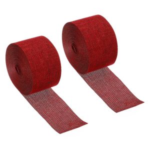 DIY Crafts Decoration Soft Burlap Fabric Wired Ribbon 2 Pcs