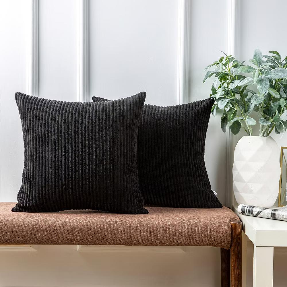 Phantoscope Solid Color Corduroy Pillow Covers Set of 2 Plush Velvet & Soft Accent - Image 8