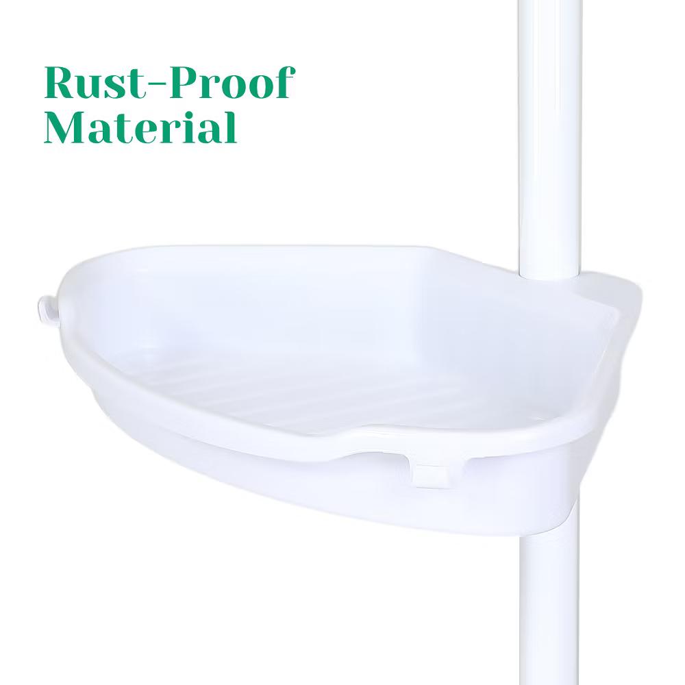 Bathroom Corner Shower Caddy Tension Pole, 4-Tier Rust-Resistant Bathroom Storage Organizer with Adjustable Shelves & Rubber Pad, 101''- 122'' Height - Image 20