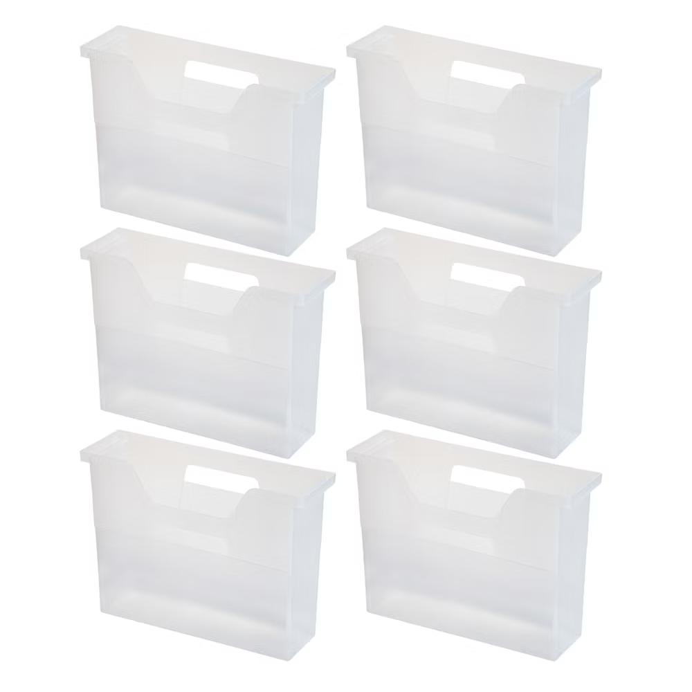 USA Portable Letter Size Desktop File Box with Open Lid, Side Handles, Hanging File Folders - Image 20