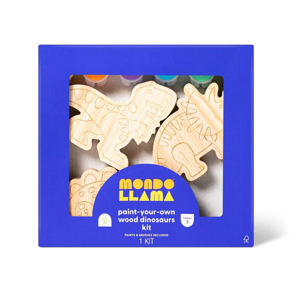 3pk Paint-Your-Own Wood Dinosaur Set - Non-Toxic Craft Kit with Acrylic Paints & Brushes for Kids 3 - Image 3