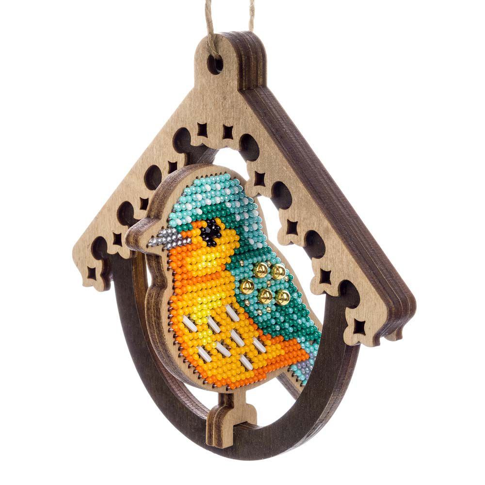 Crafts Wooden Bead Embroidery Kit Bird in Birdhouse FLK-580 - Image 10