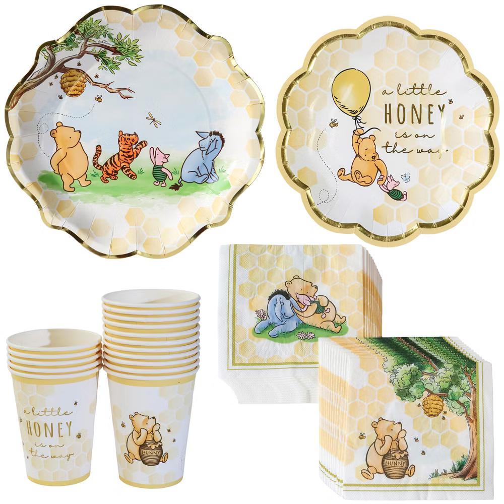 Honey Bear 78 Piece Party Tableware Set Baby Shower Party Decorations Plates & Napkins, Adorable Bear Baby Shower (16 Guests) - Image 6
