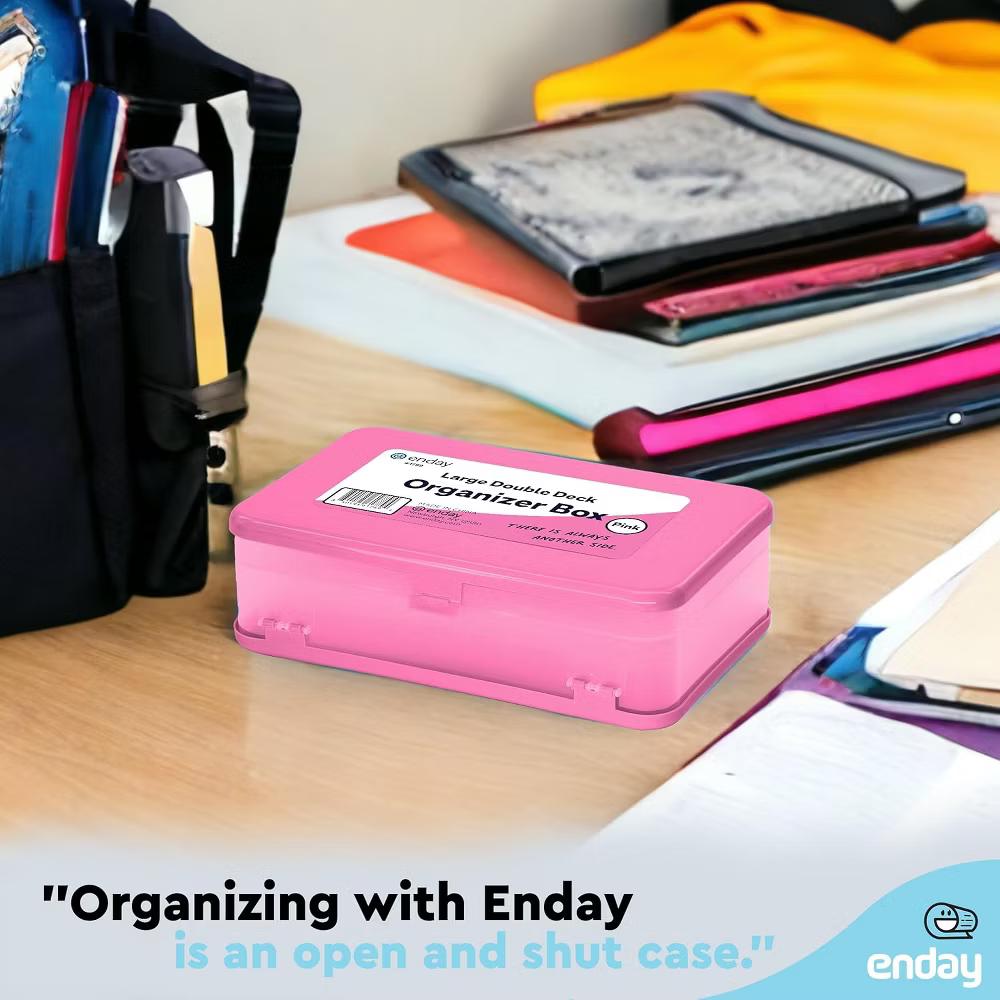 Large Capacity Double Deck Pencil Box - Plastic With 12 Compartments, Snap-Tight Lid, Hard Case Storage Organizer - Image 27