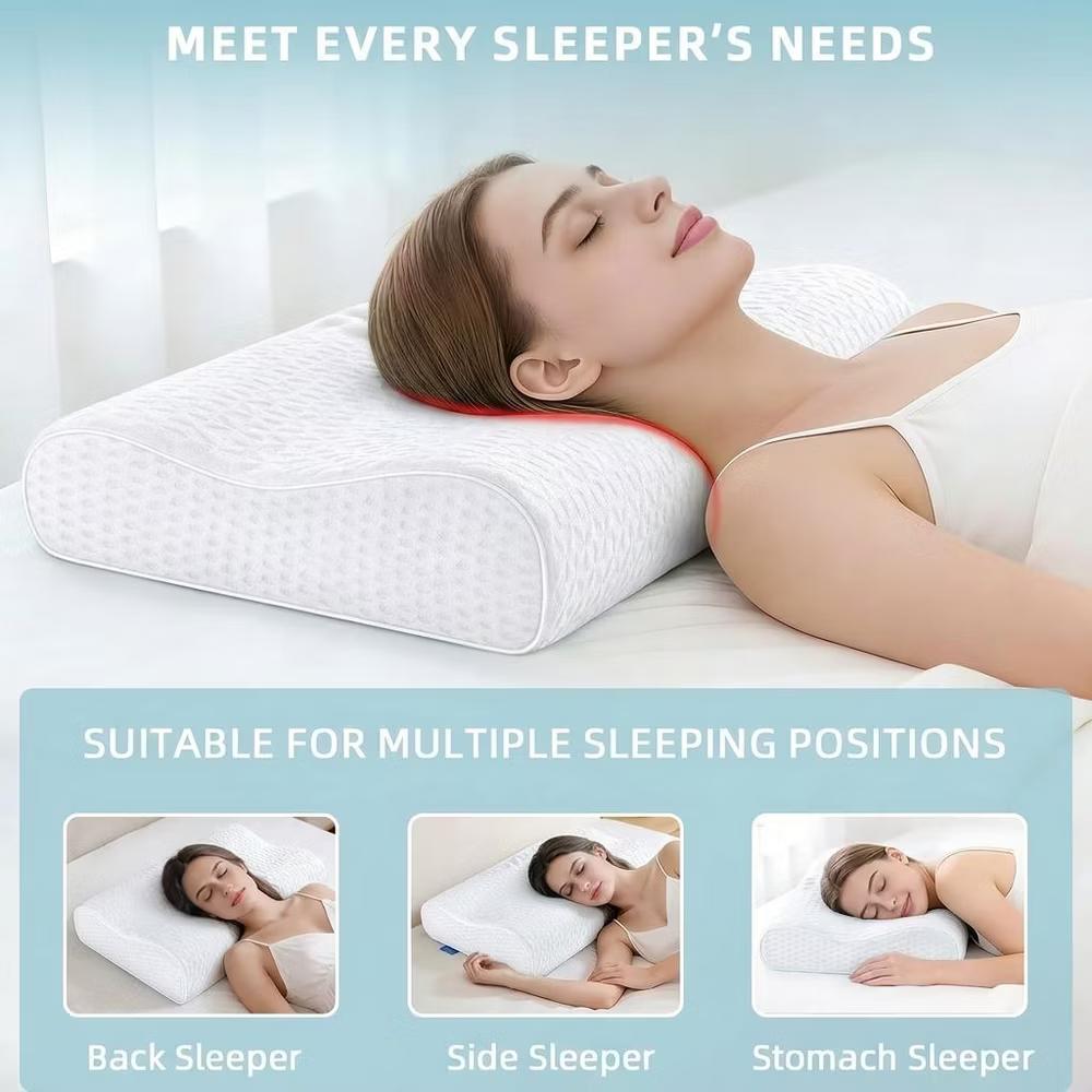 Bed Pillows Memory Foam Pillow, Queen Neck Pain Relief, Contour Cervical Pillow, for Neck and Shoulder Pain, Side, Back and Stomach Sleeper - Image 7