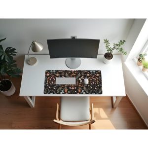 Sweet Jojo Designs Girl Large Mouse Pad Desk Mat Boho Floral Wildflower Black and Orange