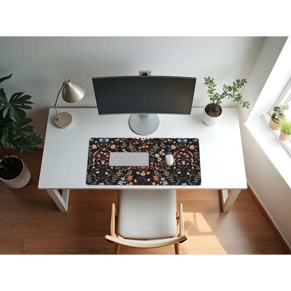 Sweet Jojo Designs Girl Large Mouse Pad Desk Mat Boho Floral Wildflower Black and Orange