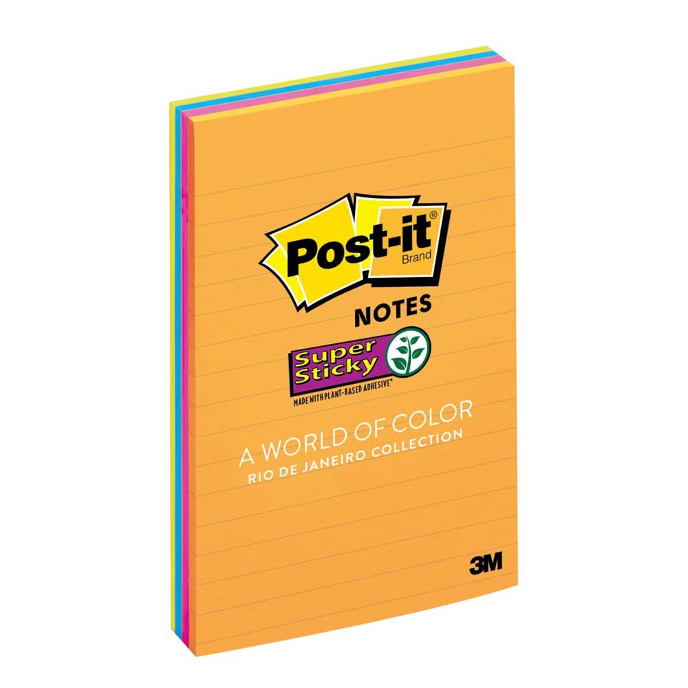 Super Sticky Notes, 4" 6", Rio de Janeiro Collection, Lined, 4 Pads/Pack, 2 Packs - Image 3