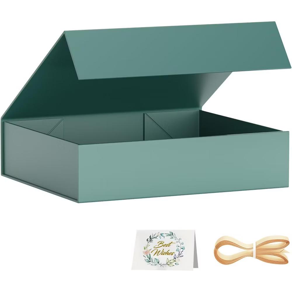 1 Pack Forest Green Gift Box with Lid 11.5x7.8x3 Inch Magnetic Closure Includes Card and Ribbon for Clothing and Gifts - Image 7