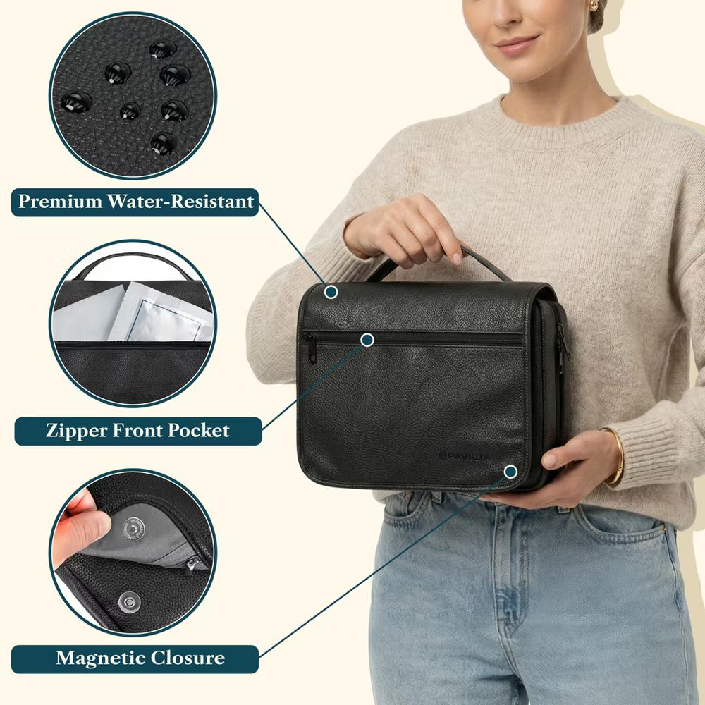 Hanging Toiletry Bag Women Men, Foldable Large Travel Cosmetic Organizer, Water Resistant Makeup Toiletries Essentials Kit - Image 4