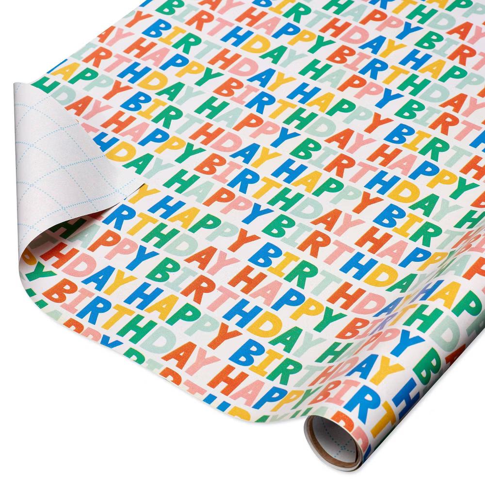 20 Sq Ft Happy Birthday Shadow Wrapping Paper - Image 2