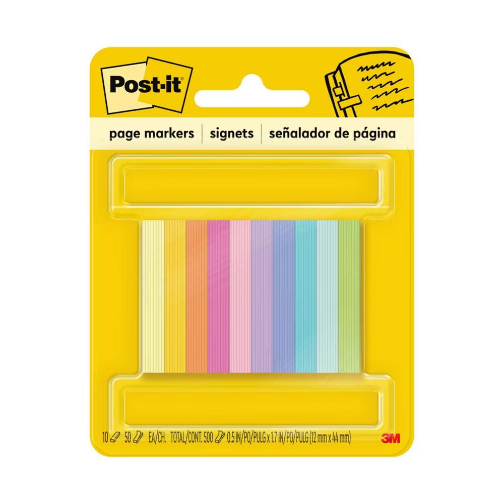10pk 1/2"x2" Page Markers Assorted Bright Colors - Image 5