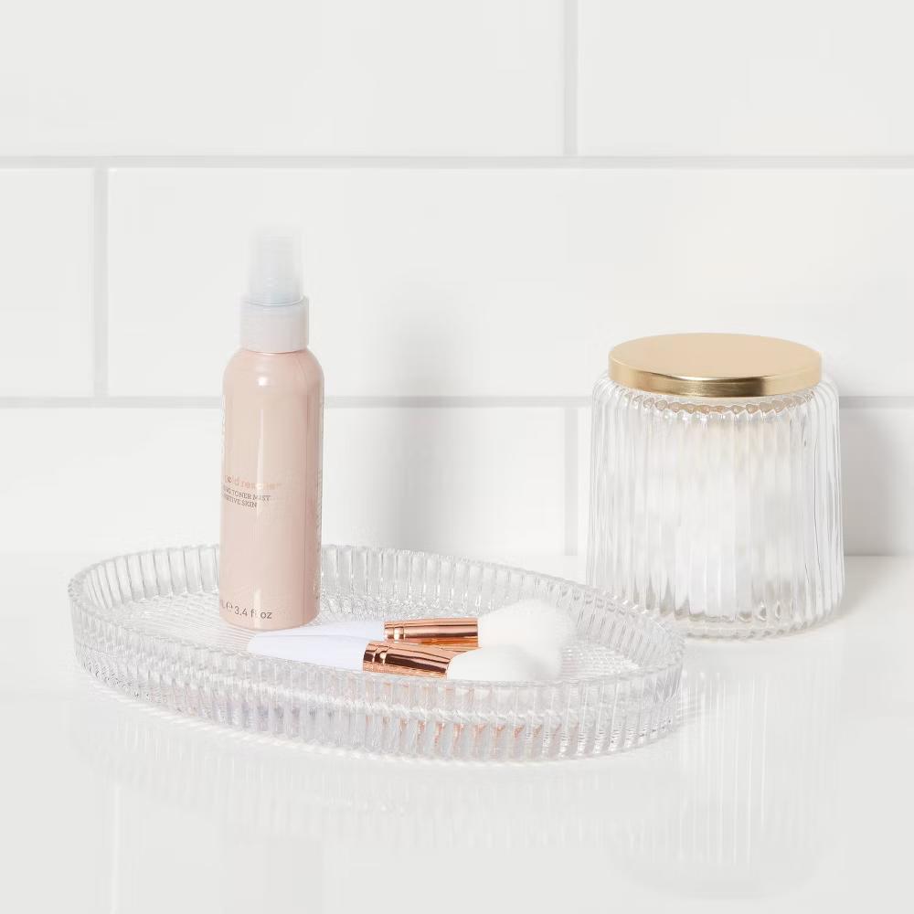 Ribbed Glass Vanity Tray Clear - Image 2