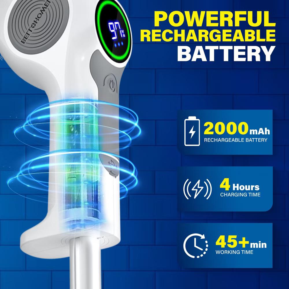 Scrubtastic Pro Spin Scrubber Electric Scrubber Rechargeable Power Scrubber Shower Tile Floor Grout Cleaner with LED Display - Image 8