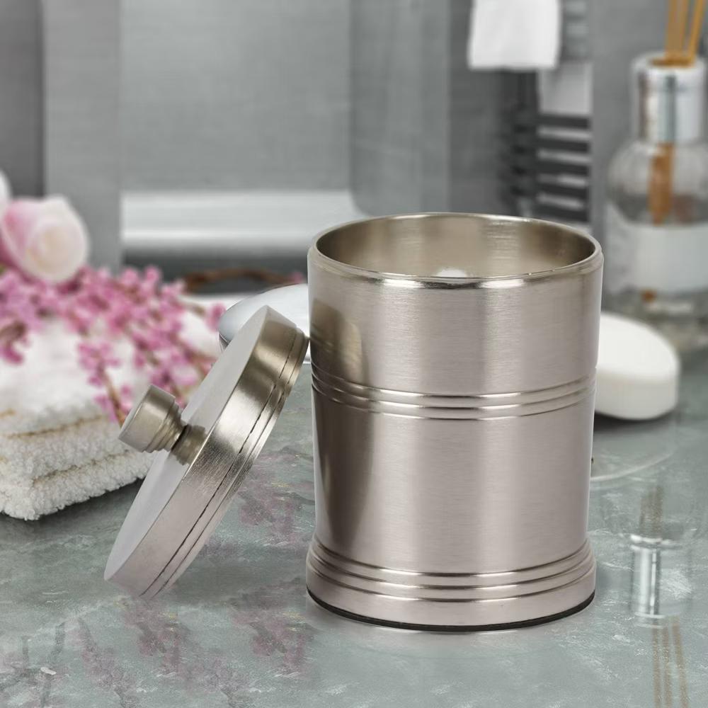 Dual Ridge Metal Bathroom Vanity Countertop Storage Organizer Canister Jar