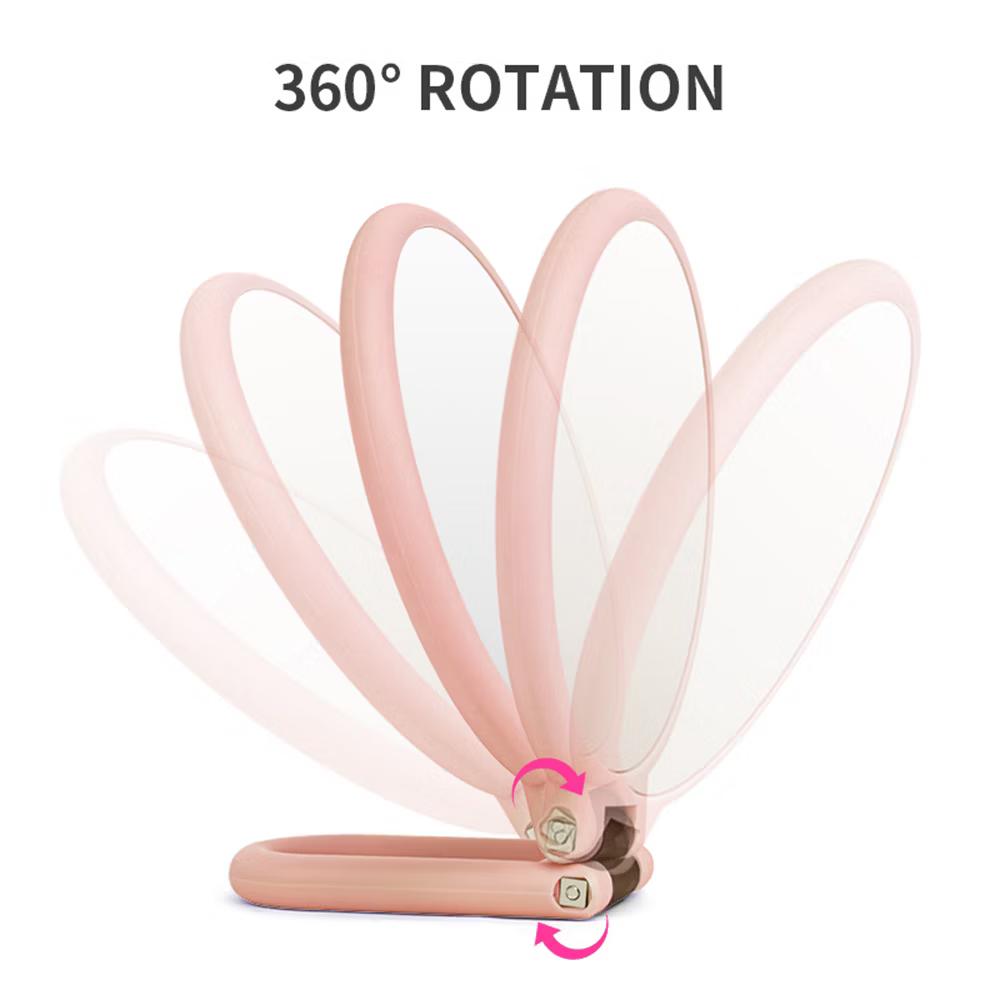 Mber Hand Mirror For Makeup Mirror Double Sided, 1X 10X Magnifying Mirror, Handheld Mirrors with Handle, Foldable Travel Hand Mirror With Stand Pink - Image 3