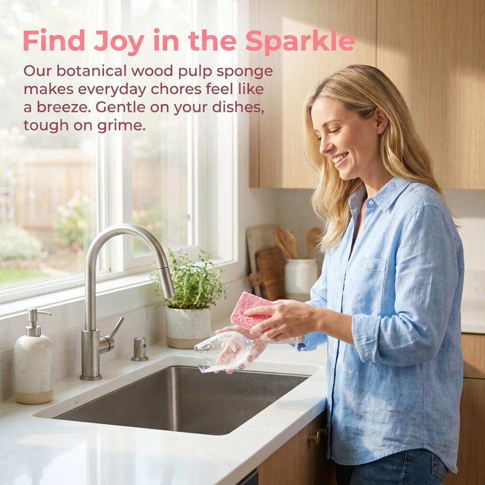 Kitchen Household Cleaning Non-Scratch Cleaning Sponge 6 Pcs - Image 35
