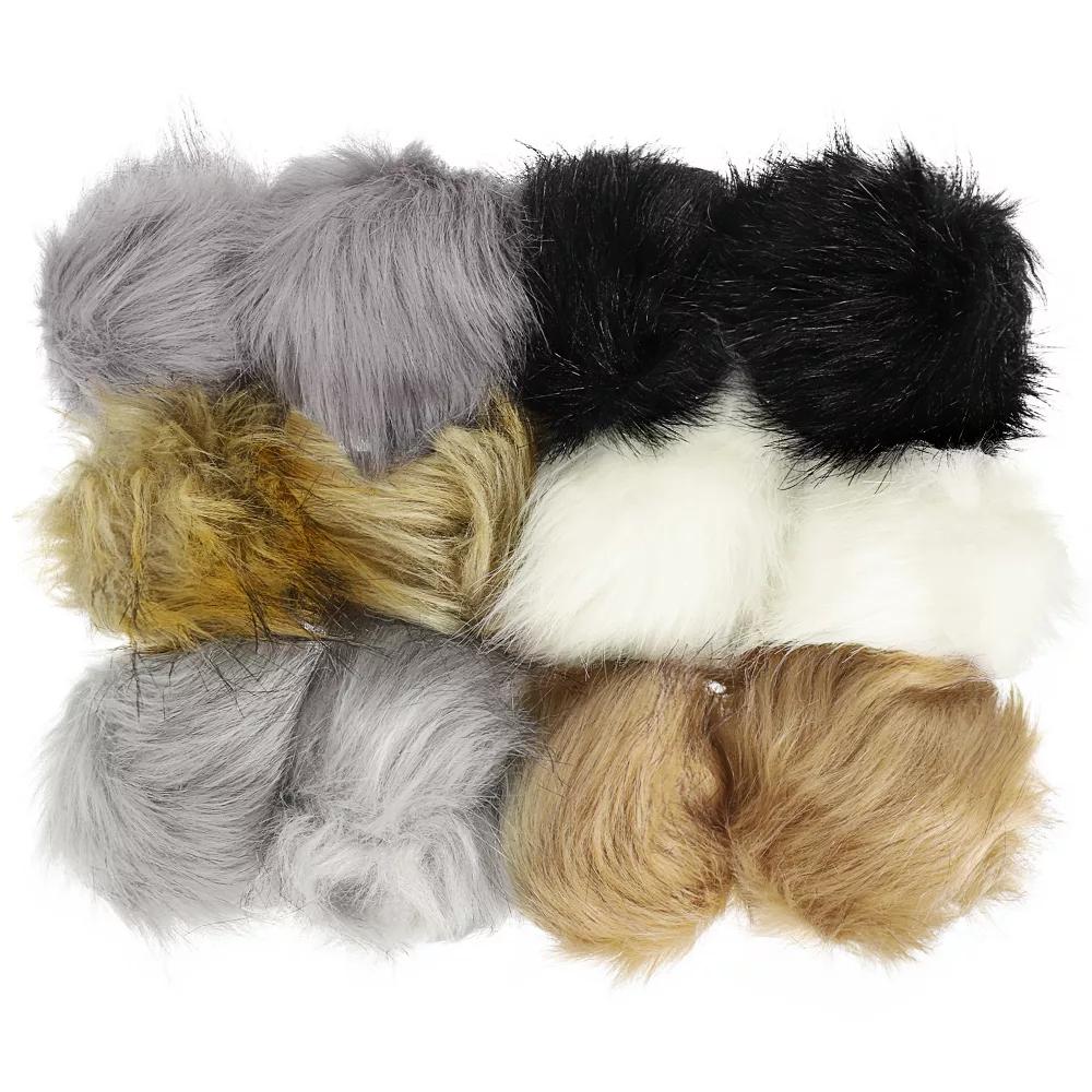 Fluffy Soft Elastic Faux Fur Pom Poms for Hats Scarves Gloves 12 Pcs - Image 4