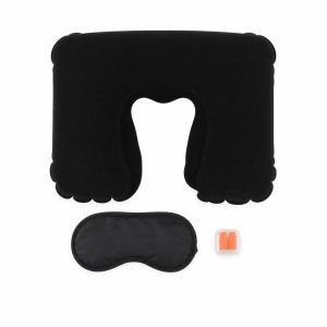 Comfortable Inflatable Travel Pillow with Eye Mask Earplugs 1 Set