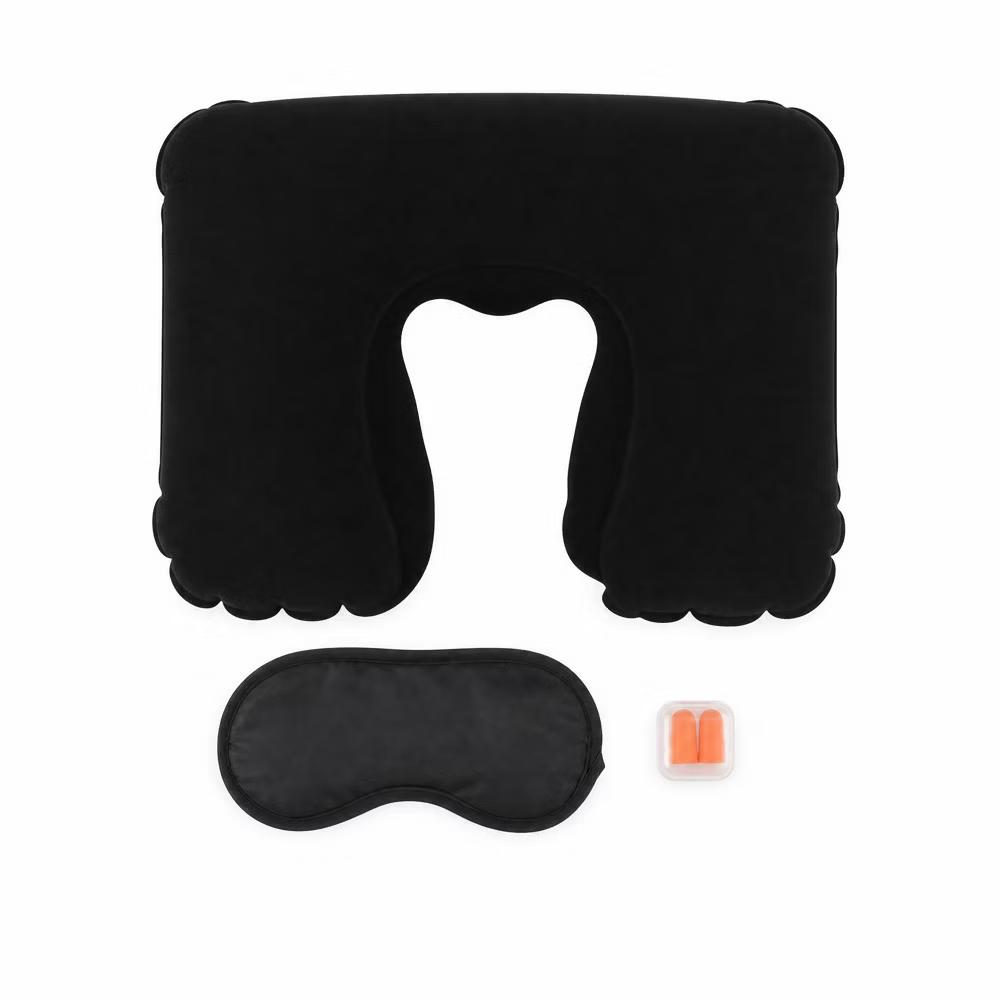 Comfortable Inflatable Travel Pillow with Eye Mask Earplugs 1 Set