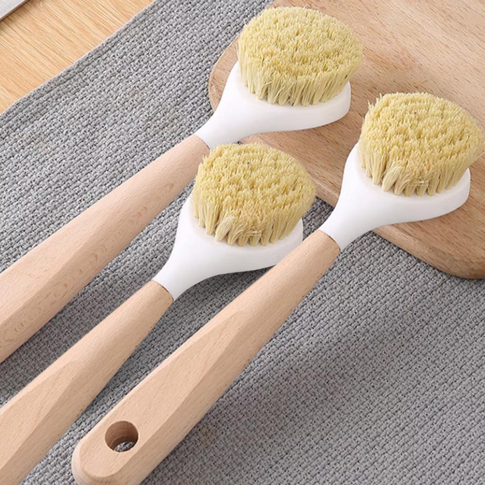 3-Piece Bamboo Dish Brush Set with Scraper and Tough Sisal Bristles - Image 5
